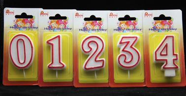 Number Birthday Candles With Red Edge And Plastic Holder