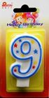100%Hand painting Birthday Candle with blue line and 3 colors star printed