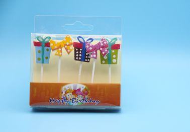 Gift Box Shaped Personalized Kids Birthday Candles Dripless Customized Logo