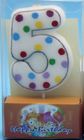！0-9 Number Birthday Candles ！White Number Shape Candles with Gray Edge and  Random colors Little Dots