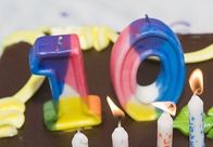 Handmade Rainbow Number 10 Birthday Candle With 100% Paraffin Material