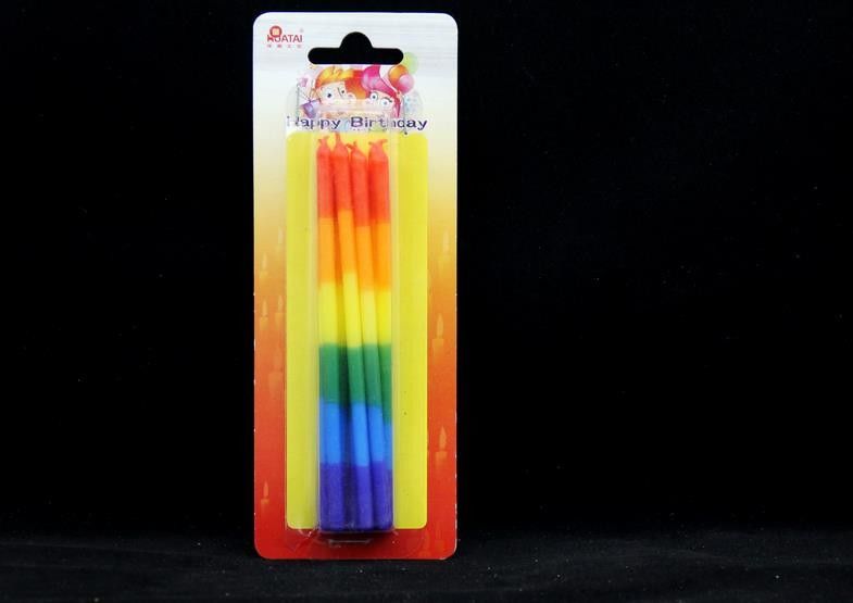 Long Thin Birthday Party Candles Rainbow Color For Cake Decoration Somkeless